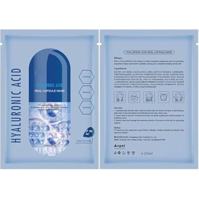 MASK Skin Collection Facial Sheet Masks - Unscented Caviar Essence Spa Masks Packed w/Omega-3s - Nourish, Revitalize & Hydrate Your - Suitable for All Type-HYALURONIC ACID - Image 3